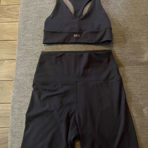 Navy Blue Set Active Biker Short and Bra Set